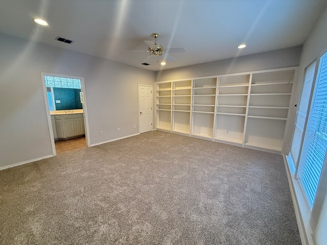4805 Spring Meadow Ln Unit 6, Midland, TX 79705 - carpeted empty room featuring a ceiling fan, baseboards, and recessed lighting