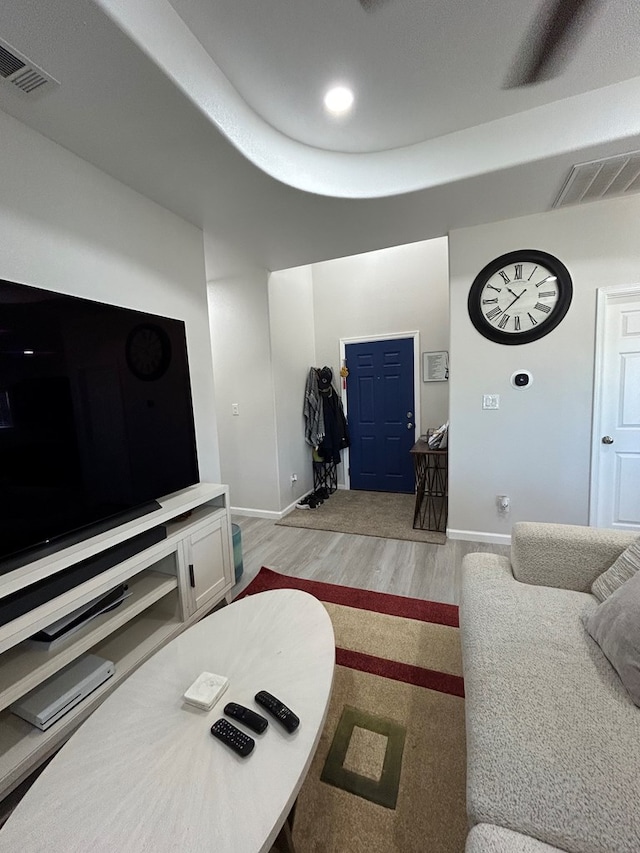 living room with light wood-type flooring