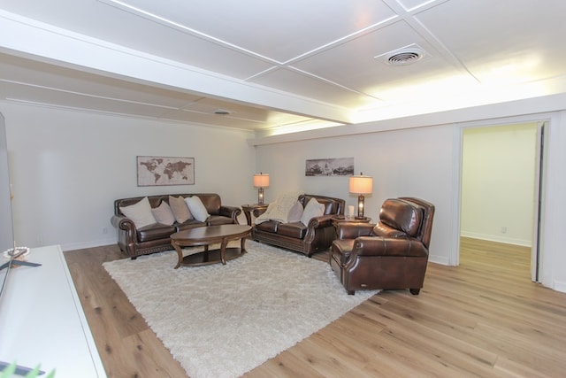 living room featuring light hardwood / wood-style floors