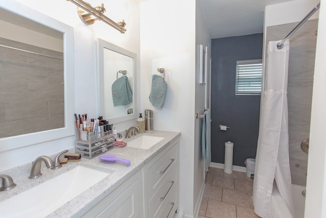 bathroom featuring vanity and tile patterned floors