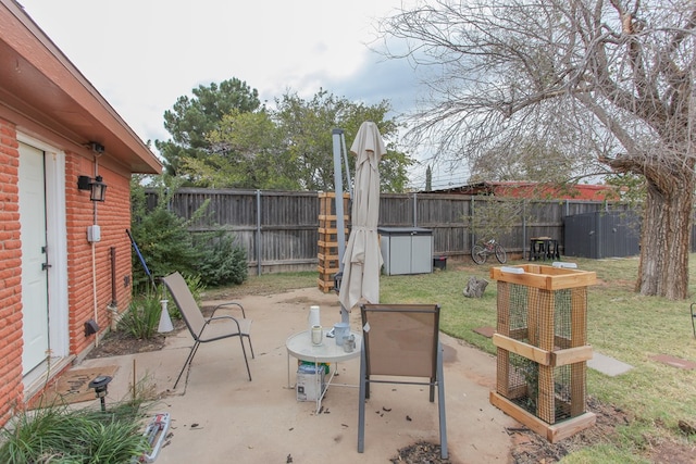 view of patio featuring a fenced backyard