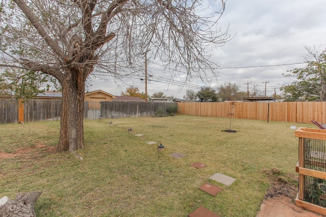 view of yard featuring a fenced backyard