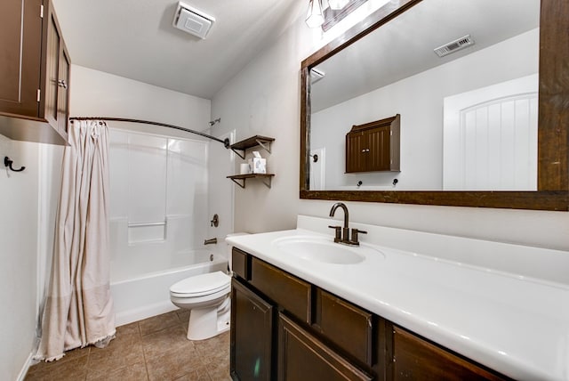 504 Wagner, Midland, TX 79706 - full bath featuring toilet, vanity, tile patterned flooring, and shower / tub combo with curtain