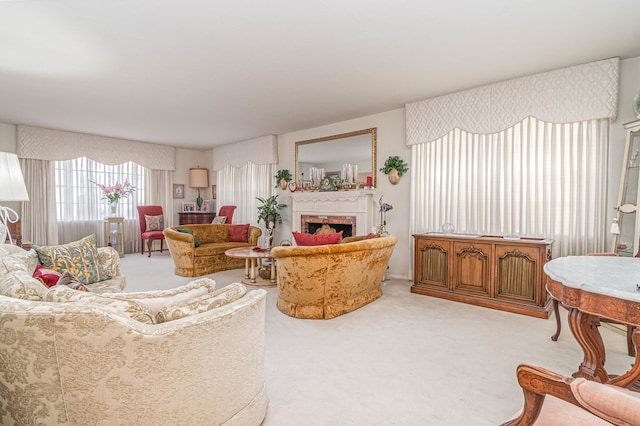 3108 Seaboard Ave, Midland, TX 79705 - carpeted living room featuring a fireplace