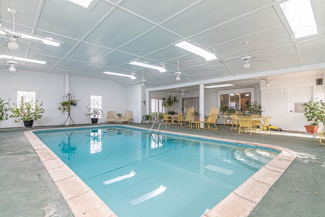 3108 Seaboard Ave, Midland, TX 79705 - indoor pool featuring a skylight and ceiling fan