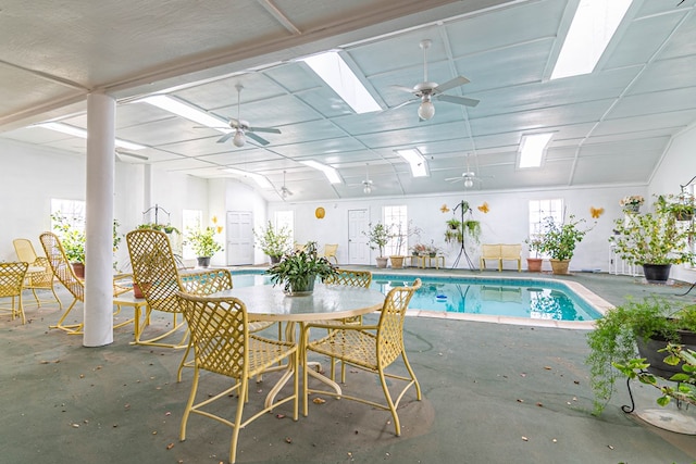 3108 Seaboard Ave, Midland, TX 79705 - indoor pool with a ceiling fan and a skylight