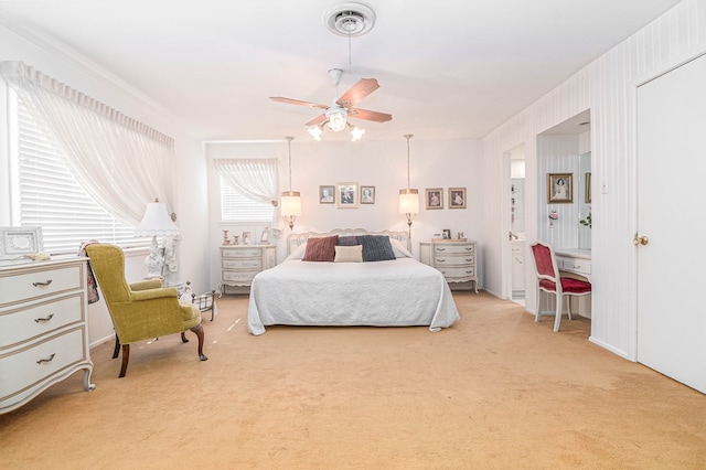 3108 Seaboard Ave, Midland, TX 79705 - bedroom featuring light carpet and ceiling fan