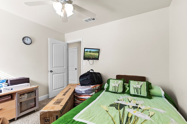 bedroom with carpet and ceiling fan