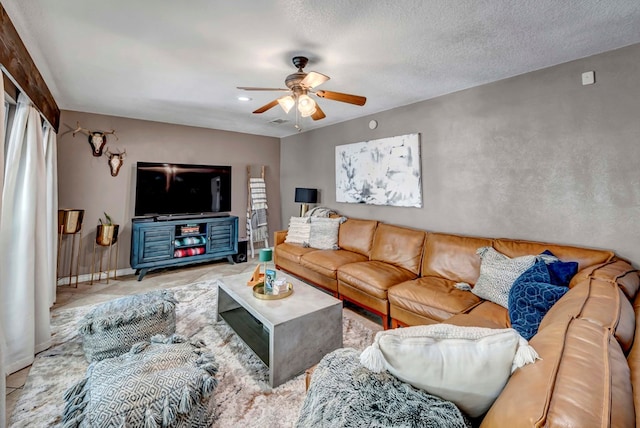 3513 Stanolind Ave, Midland, TX 79707 - living area featuring a ceiling fan, healthy amount of natural light, and recessed lighting