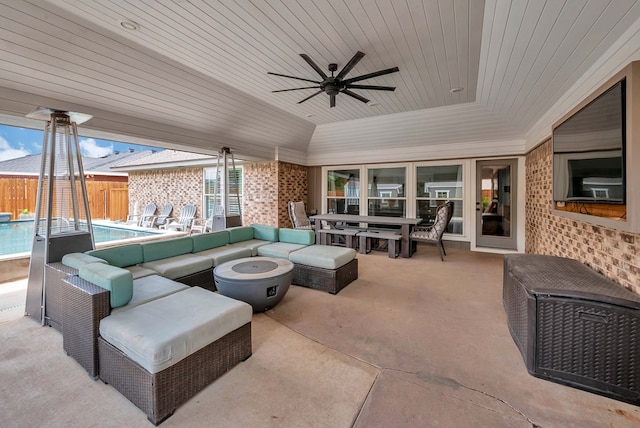 3513 Stanolind Ave, Midland, TX 79707 - view of patio featuring outdoor lounge area, outdoor dining area, and a ceiling fan