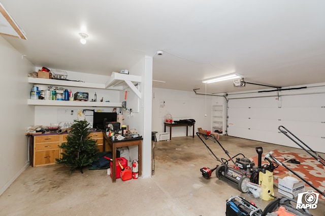 garage with a garage door opener