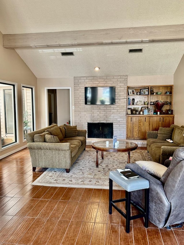 5103 Ashdown Pl, Midland, TX 79705 - living area with wood finished floors and a fireplace