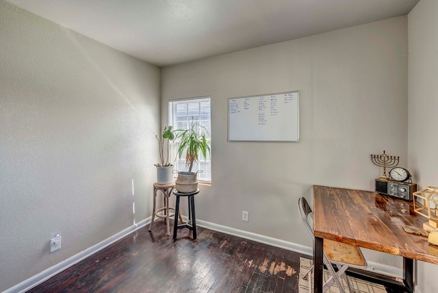 home office featuring dark wood-type flooring