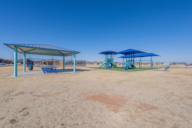 communal playground featuring a gazebo