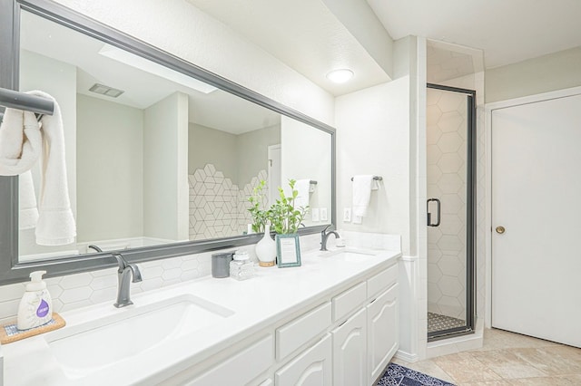 full bath featuring a stall shower and a sink