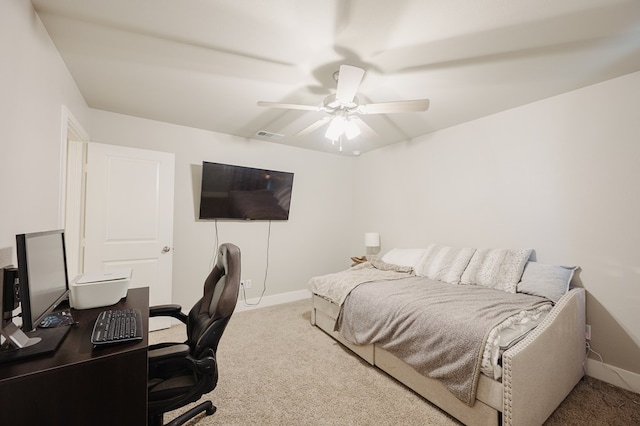 2623 E Ranch Ave, Midland, TX 79705 - bedroom featuring carpet flooring, a desk, and a ceiling fan