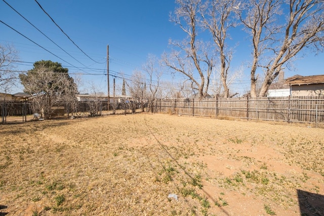 view of yard featuring a fenced backyard