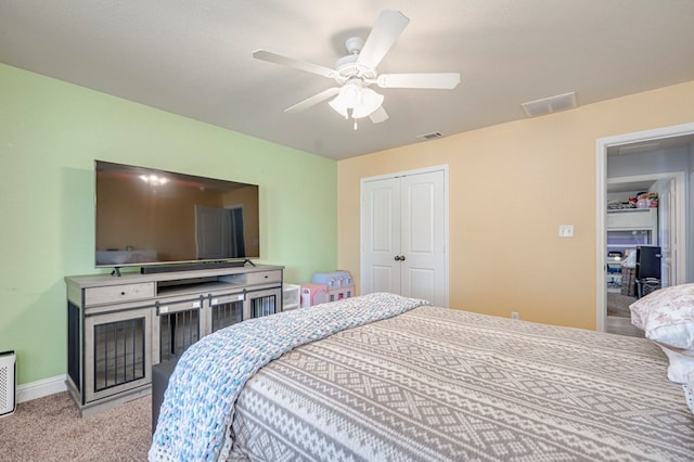 508 E Comiskey, Midland, TX 79706 - bedroom with a closet, carpet, ceiling fan, and baseboards
