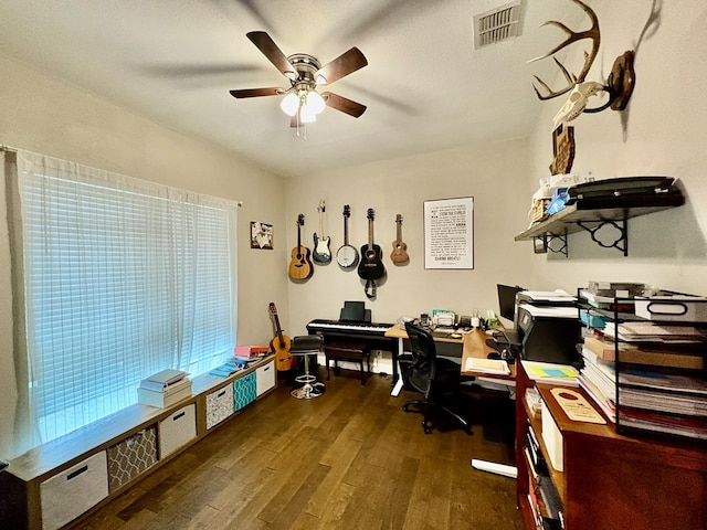 1303 Terra Ct, Midland, TX 79705 - office space with a ceiling fan and wood finished floors
