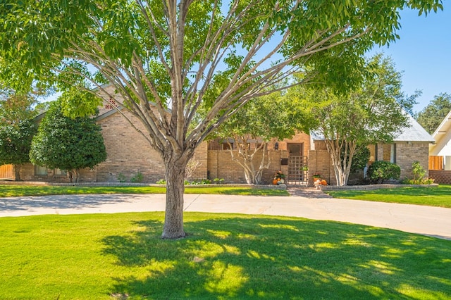 view of front of property featuring a front yard