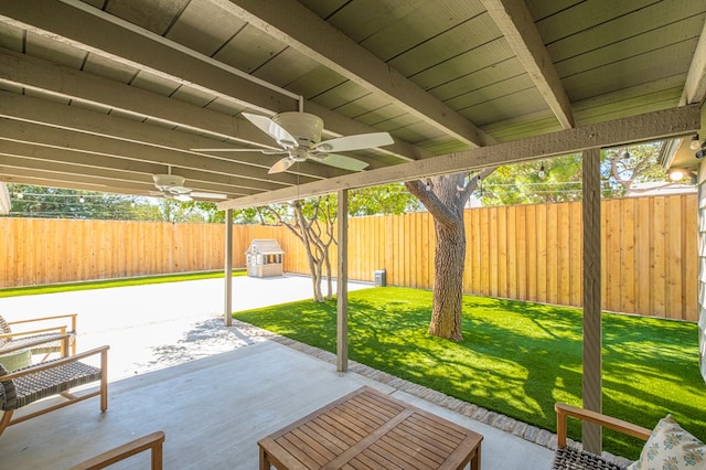 view of patio / terrace with ceiling fan