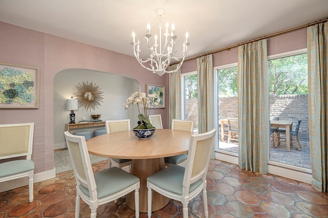 dining room with an inviting chandelier