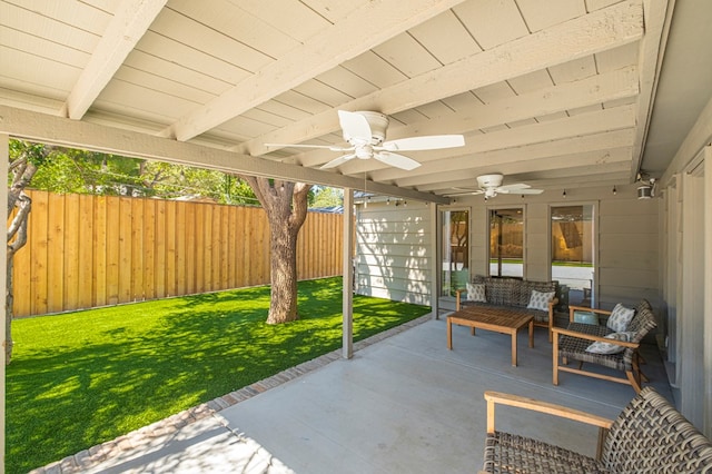 view of patio / terrace with ceiling fan