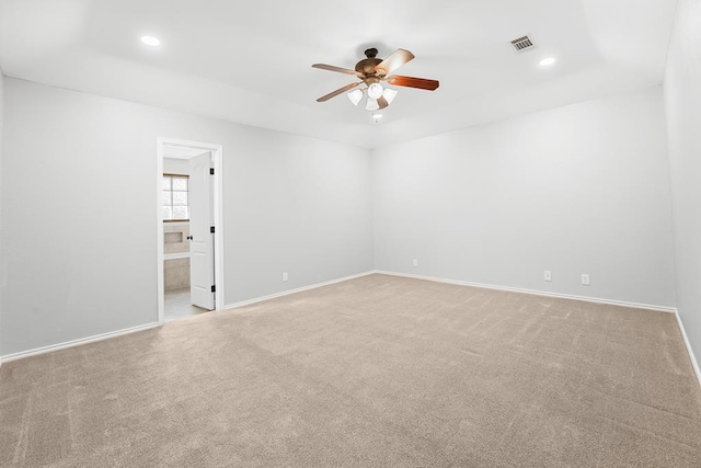 4910 Rio Grande Ave, Midland, TX 79707 - unfurnished room featuring ceiling fan, light carpet, and recessed lighting