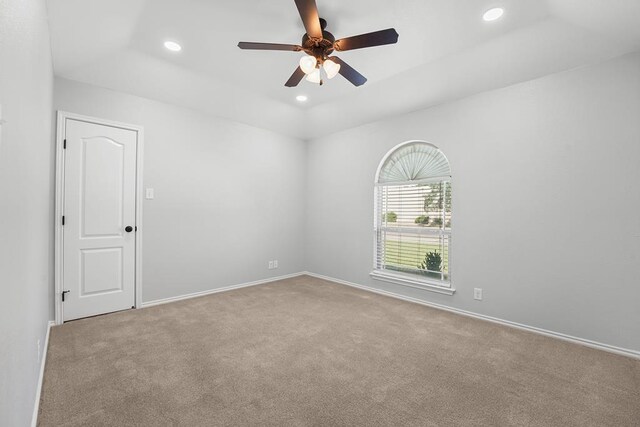 4910 Rio Grande Ave, Midland, TX 79707 - unfurnished room featuring a ceiling fan, carpet, and recessed lighting