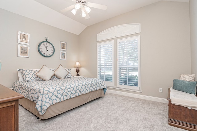 4204 Baybrook Pl, Midland, TX 79707 - bedroom with lofted ceiling, light carpet, and ceiling fan