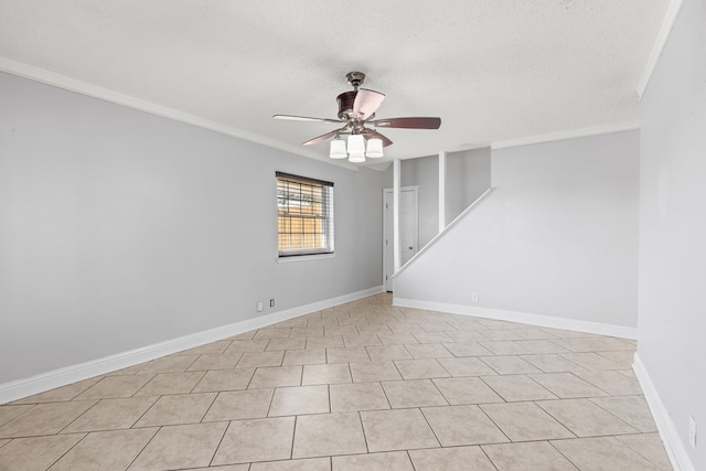 101 Waverly Dr, Midland, TX 79703 - unfurnished room featuring ceiling fan, ornamental molding, and a textured ceiling