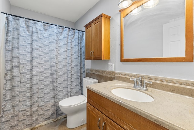 101 Waverly Dr, Midland, TX 79703 - bathroom featuring vanity, tile patterned floors, and a shower with curtain