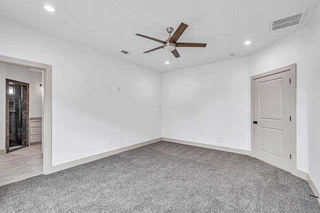 603 S Benton, Midland, TX 79701 - unfurnished room with a ceiling fan, carpet flooring, recessed lighting, and baseboards