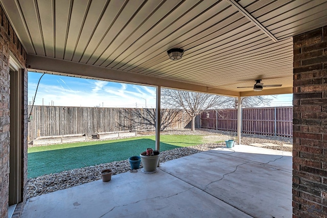 view of patio with ceiling fan