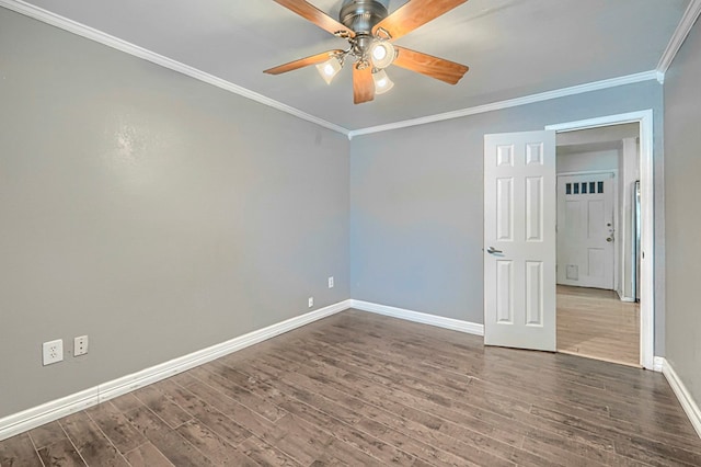 710 W Nobles Ave, Midland, TX 79701 - unfurnished room featuring baseboards, ornamental molding, wood finished floors, and ceiling fan
