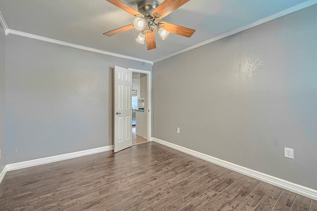 710 W Nobles Ave, Midland, TX 79701 - empty room featuring wood finished floors, baseboards, ornamental molding, and a ceiling fan