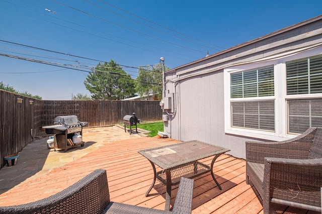 710 W Nobles Ave, Midland, TX 79701 - wooden deck featuring a fenced backyard and grilling area