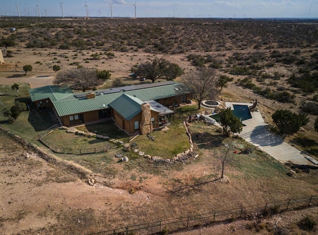 aerial view featuring a rural view