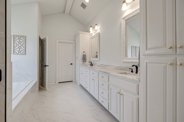 801 Keystone Ct, Midland, TX 79705 - full bathroom with marble finish floors, double vanity, and a bath