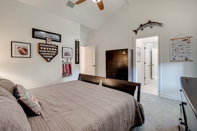 801 Keystone Ct, Midland, TX 79705 - bedroom with carpet floors, lofted ceiling, a ceiling fan, and baseboards