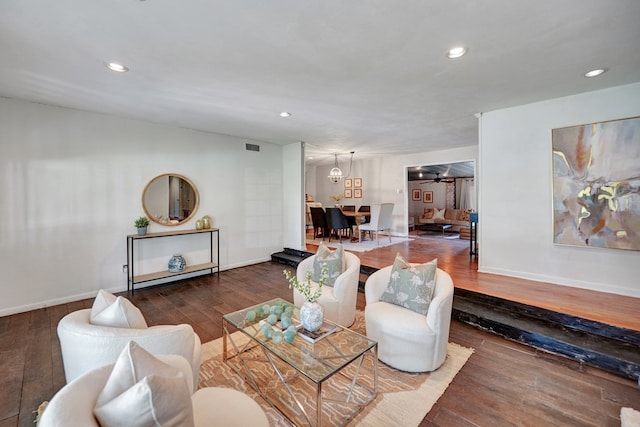 2202 Princeton Ave, Midland, TX 79701 - living room featuring wood-type flooring, recessed lighting, and baseboards