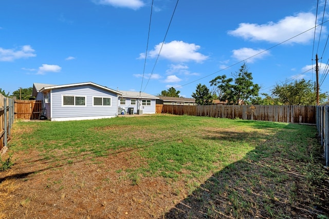 view of yard with a fenced backyard