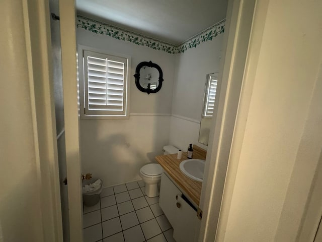 2408 Camarie Ave, Midland, TX 79705 - half bath with tile patterned floors, vanity, and toilet