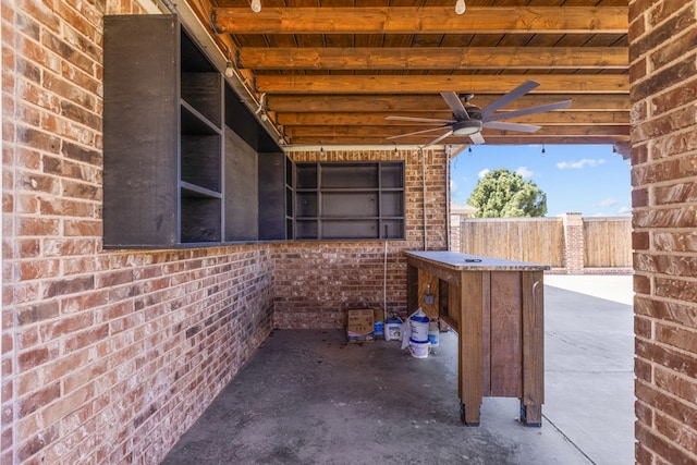 view of patio with ceiling fan