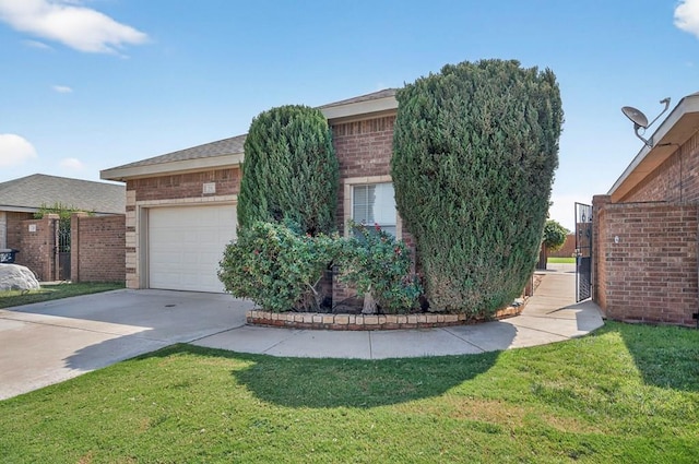 29 Vista Crest Ct, Odessa, TX 79762 - view of front of house featuring brick siding, concrete driveway, a front lawn, and a garage