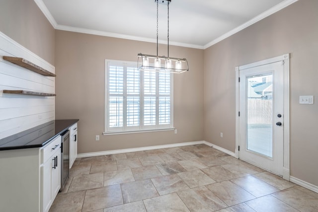 interior space with ornamental molding