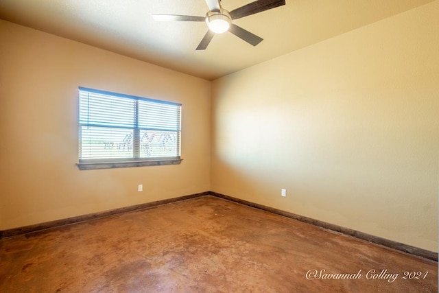 spare room featuring ceiling fan