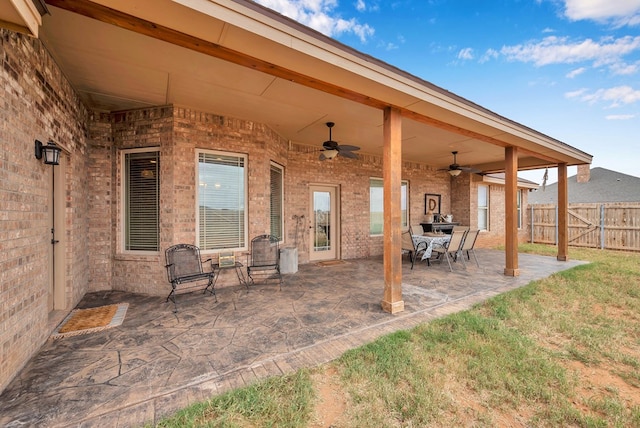 view of patio with ceiling fan