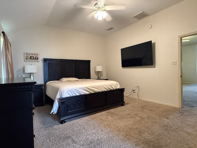 1322 Dormard Ave, Midland, TX 79705 - bedroom with carpet flooring, vaulted ceiling, and a ceiling fan