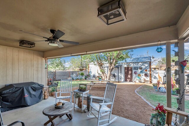 1412 Sparks St, Midland, TX 79701 - view of patio featuring a ceiling fan and a grill